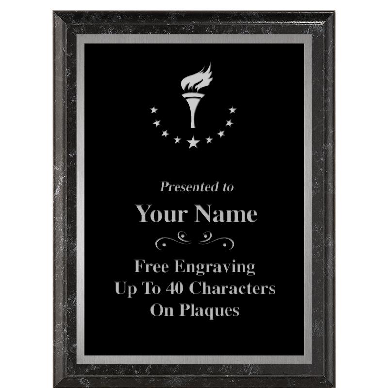 6X8 BLACK MARBLEIZED PLAQUE SV