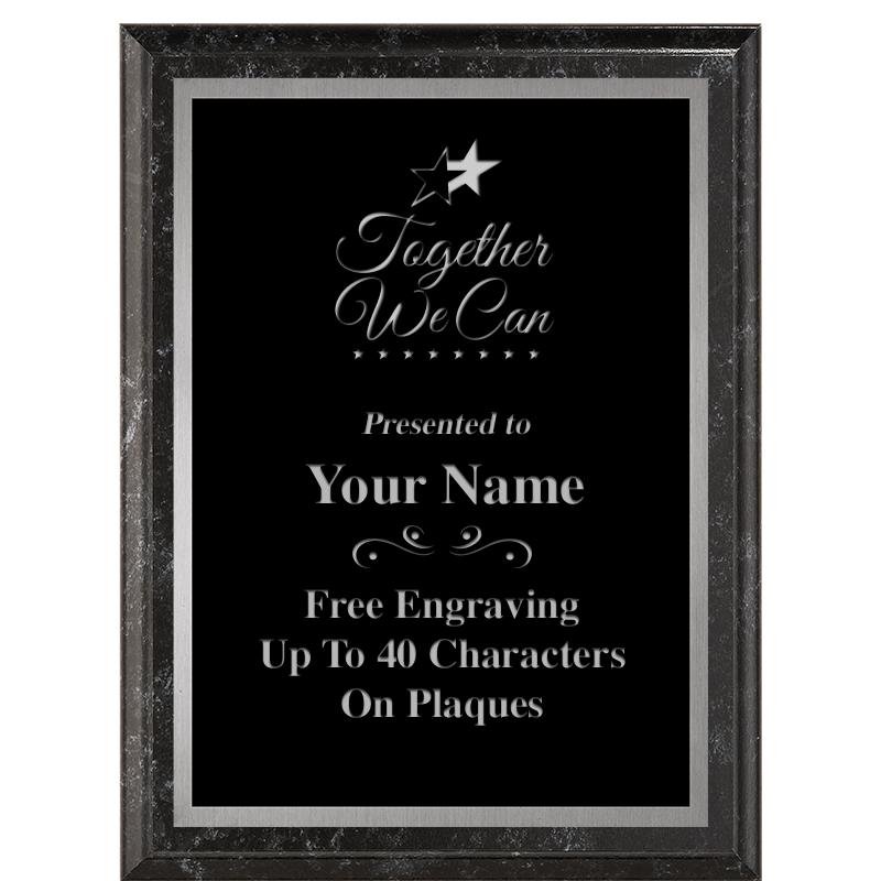 6X8 BLACK MARBLEIZED PLAQUE SV