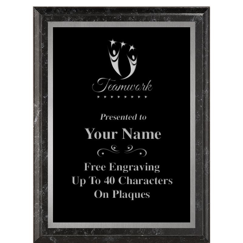 6X8 BLACK MARBLEIZED PLAQUE SV