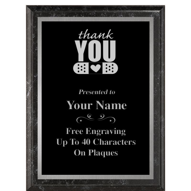 6X8 BLACK MARBLEIZED PLAQUE SV