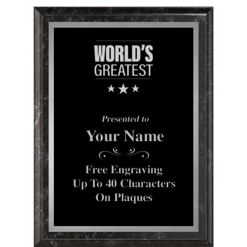 6X8 BLACK MARBLEIZED PLAQUE SV