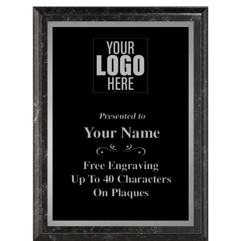 6X8 BLACK MARBLEIZED PLAQUE SV