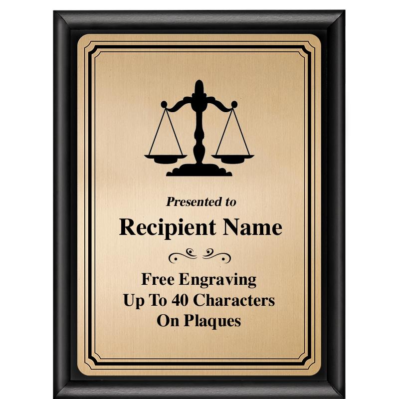 6X8 GOLD TRIO PLT BLK SHNY PLQ