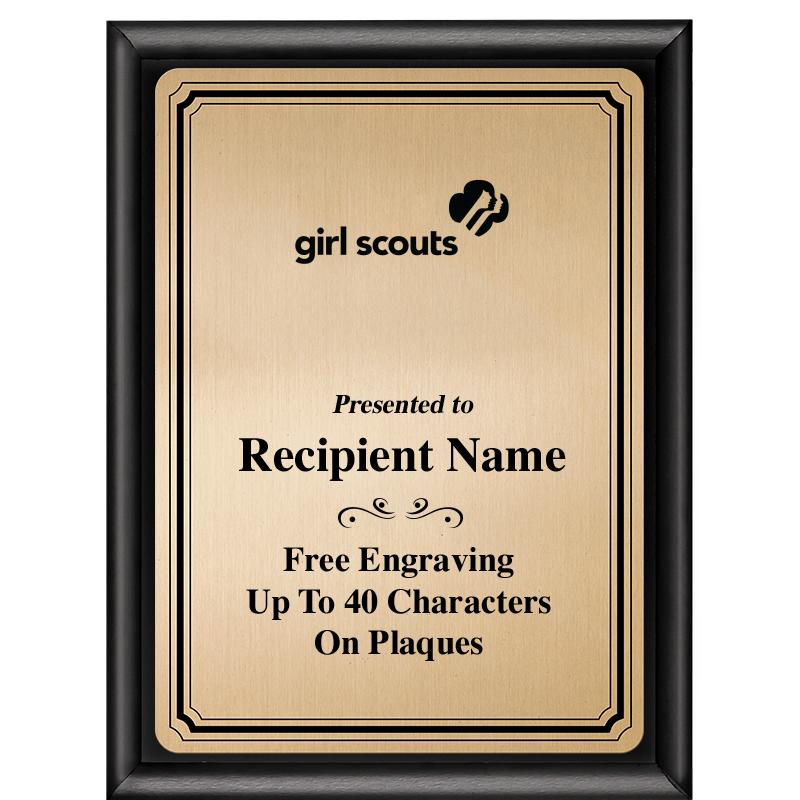 6X8 GOLD TRIO PLT BLK SHNY PLQ