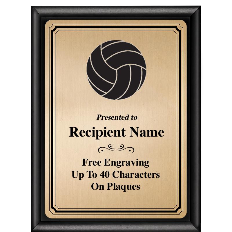 6X8 GOLD TRIO PLT BLK SHNY PLQ