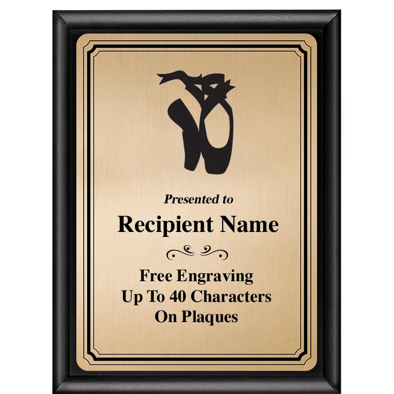 6X8 GOLD TRIO PLT BLK SHNY PLQ