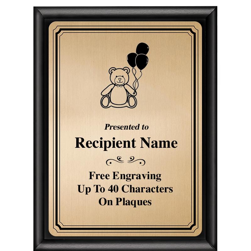 6X8 GOLD TRIO PLT BLK SHNY PLQ