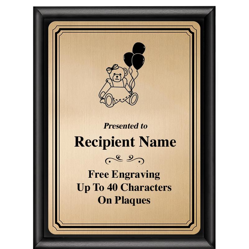 6X8 GOLD TRIO PLT BLK SHNY PLQ