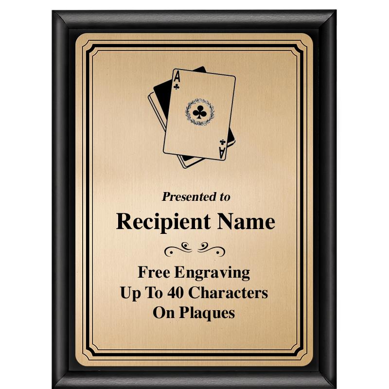 6X8 GOLD TRIO PLT BLK SHNY PLQ