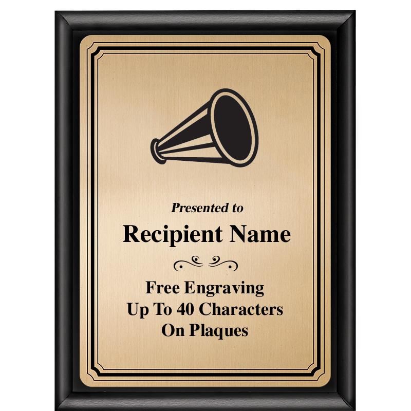 6X8 GOLD TRIO PLT BLK SHNY PLQ