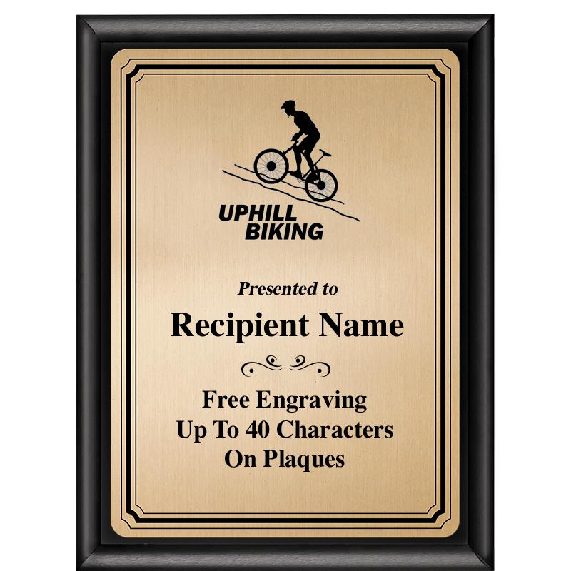 6X8 GOLD TRIO PLT BLK SHNY PLQ