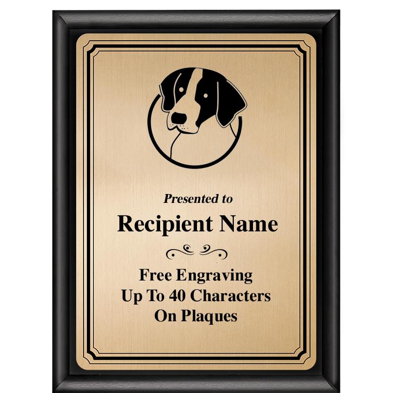 6X8 GOLD TRIO PLT BLK SHNY PLQ