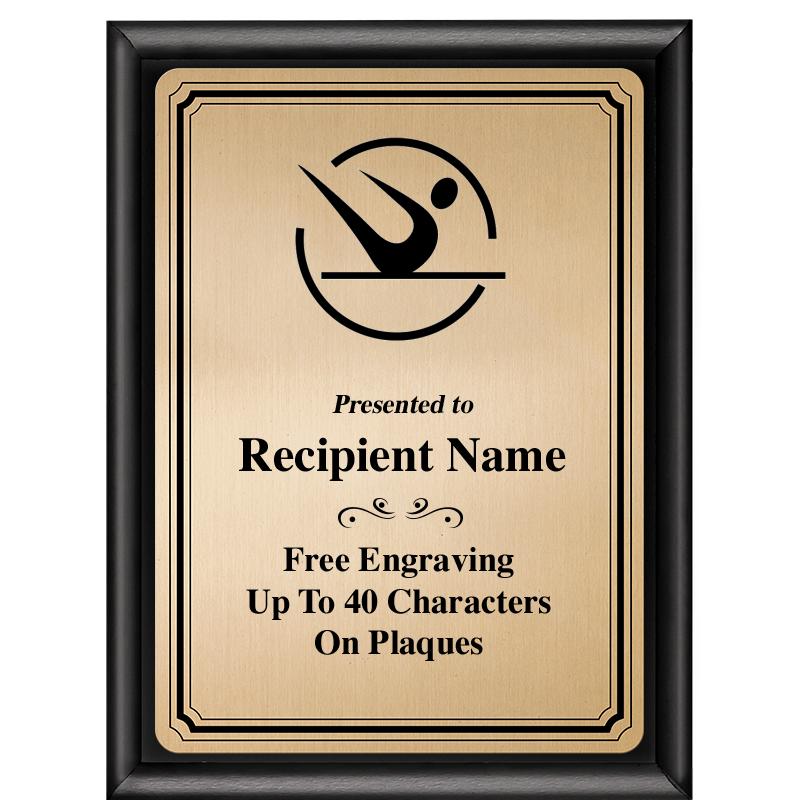 6X8 GOLD TRIO PLT BLK SHNY PLQ