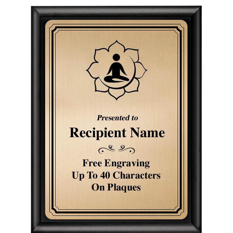 6X8 GOLD TRIO PLT BLK SHNY PLQ