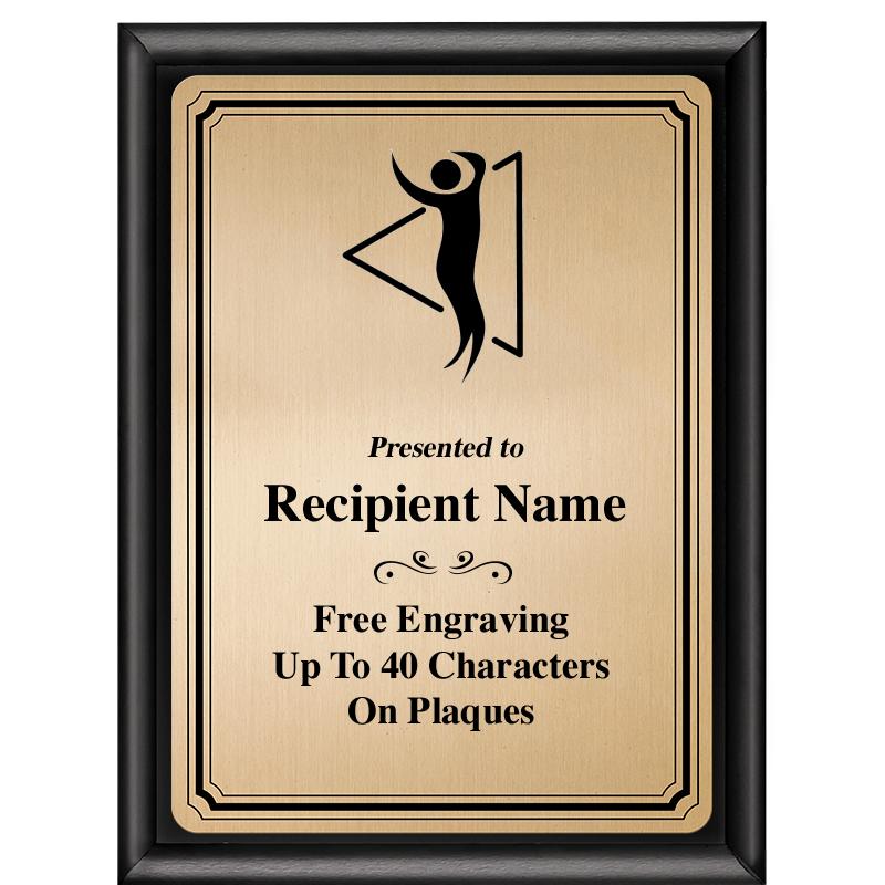 6X8 GOLD TRIO PLT BLK SHNY PLQ