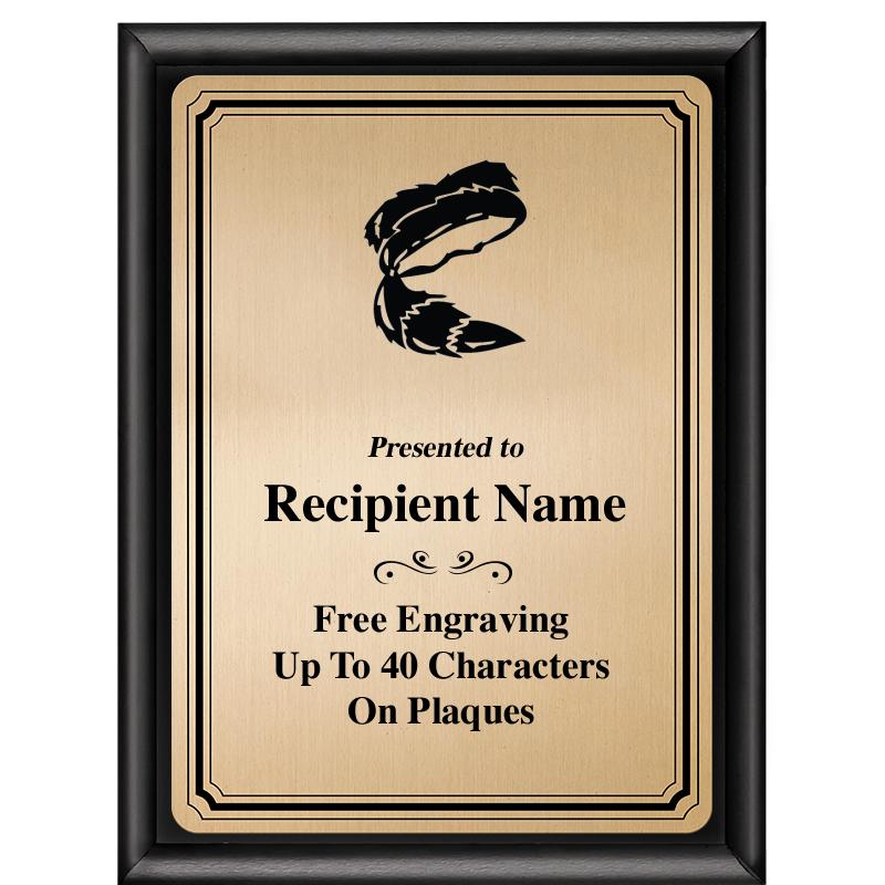 6X8 GOLD TRIO PLT BLK SHNY PLQ