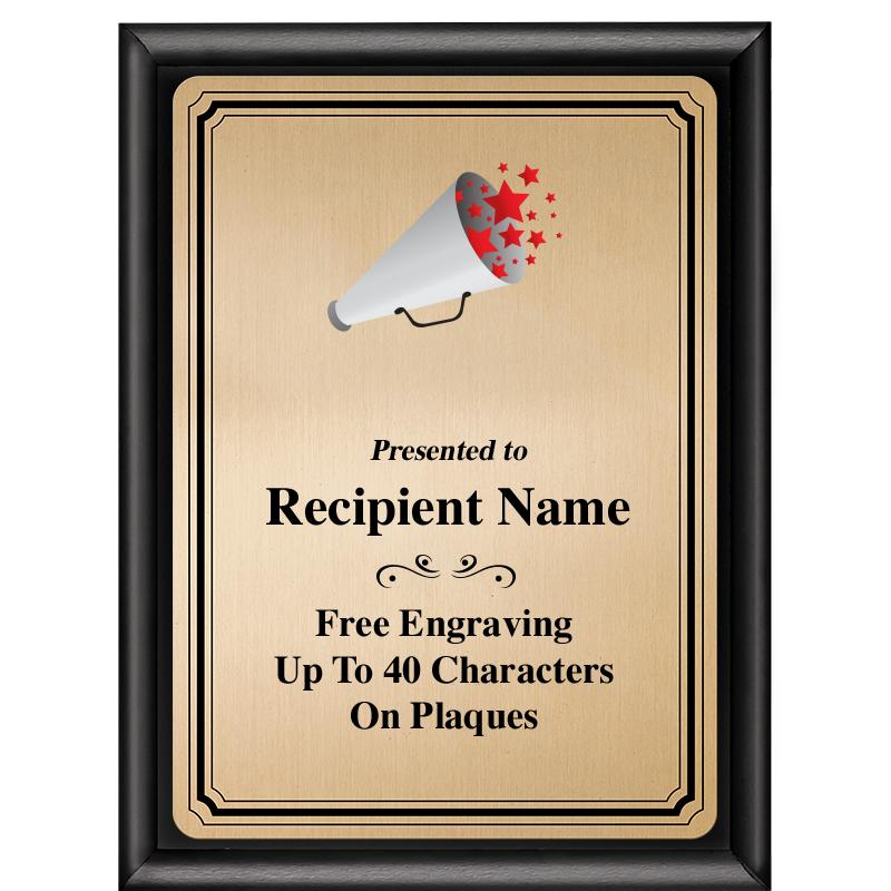 6X8 GOLD TRIO PLT BLK SHNY PLQ