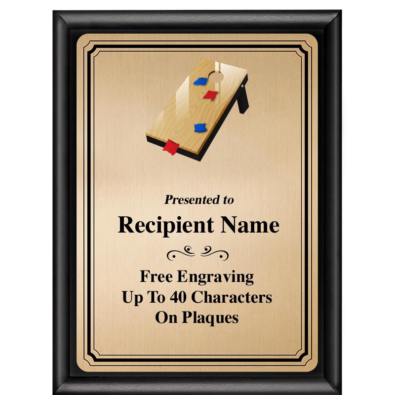 6X8 GOLD TRIO PLT BLK SHNY PLQ