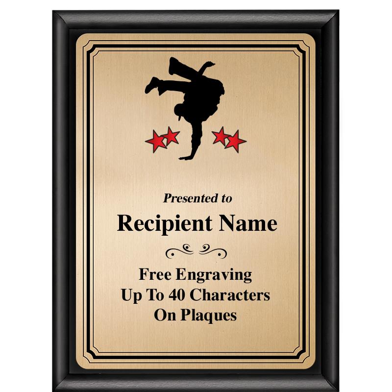 6X8 GOLD TRIO PLT BLK SHNY PLQ