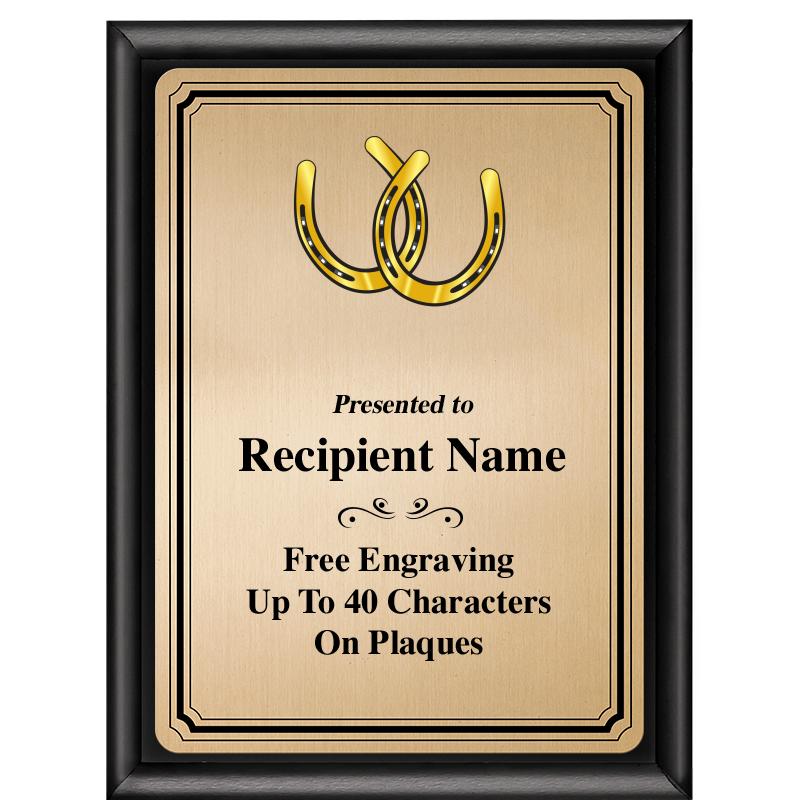 6X8 GOLD TRIO PLT BLK SHNY PLQ