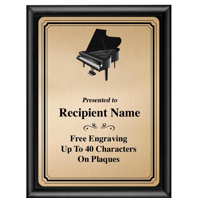 6X8 GOLD TRIO PLT BLK SHNY PLQ