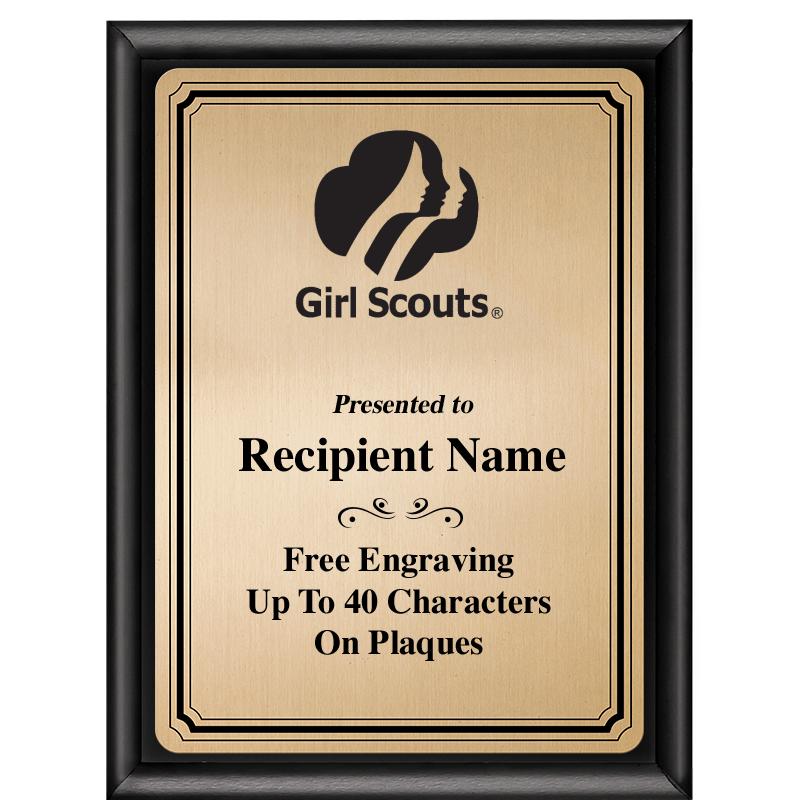 6X8 GOLD TRIO PLT BLK SHNY PLQ