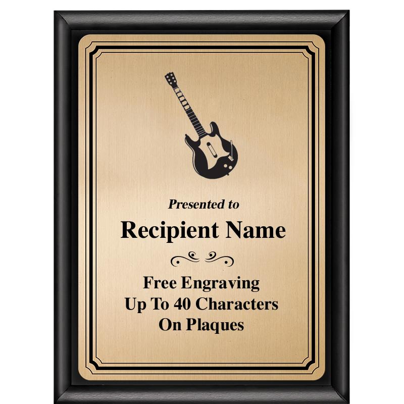 6X8 GOLD TRIO PLT BLK SHNY PLQ