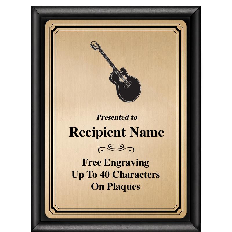 6X8 GOLD TRIO PLT BLK SHNY PLQ