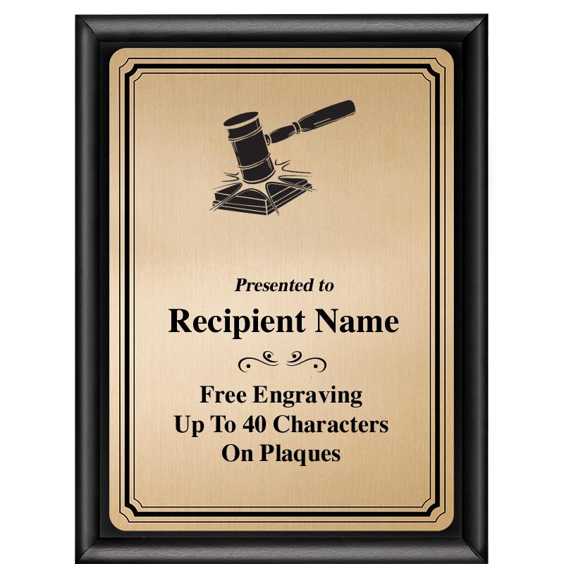 6X8 GOLD TRIO PLT BLK SHNY PLQ