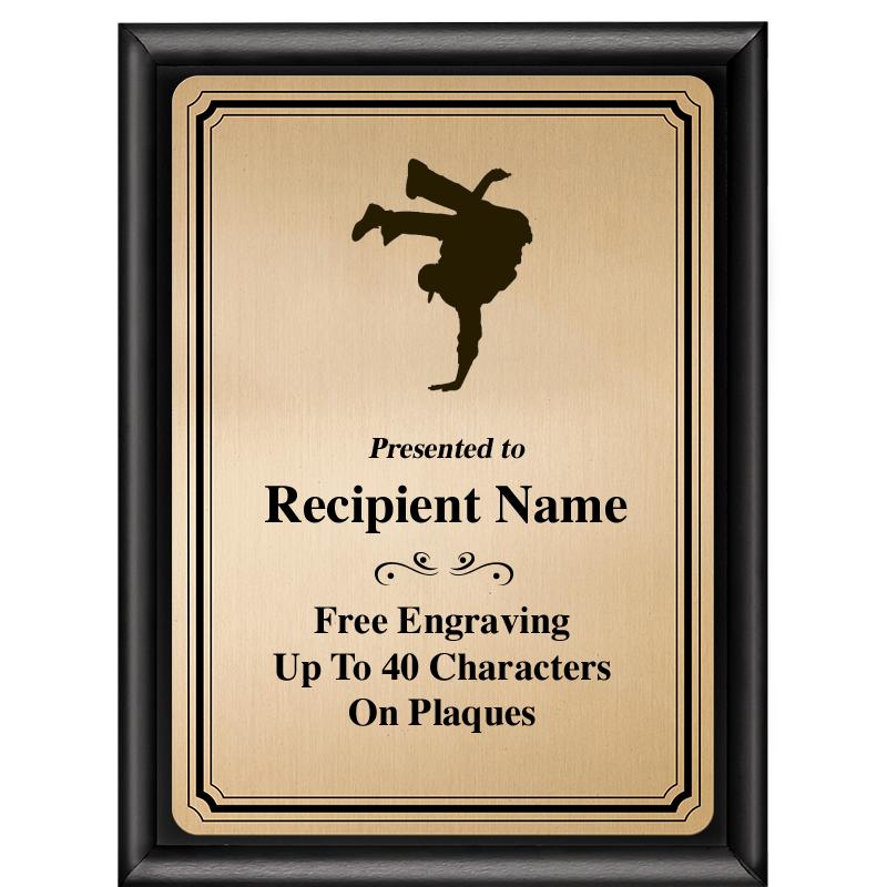 6X8 GOLD TRIO PLT BLK SHNY PLQ