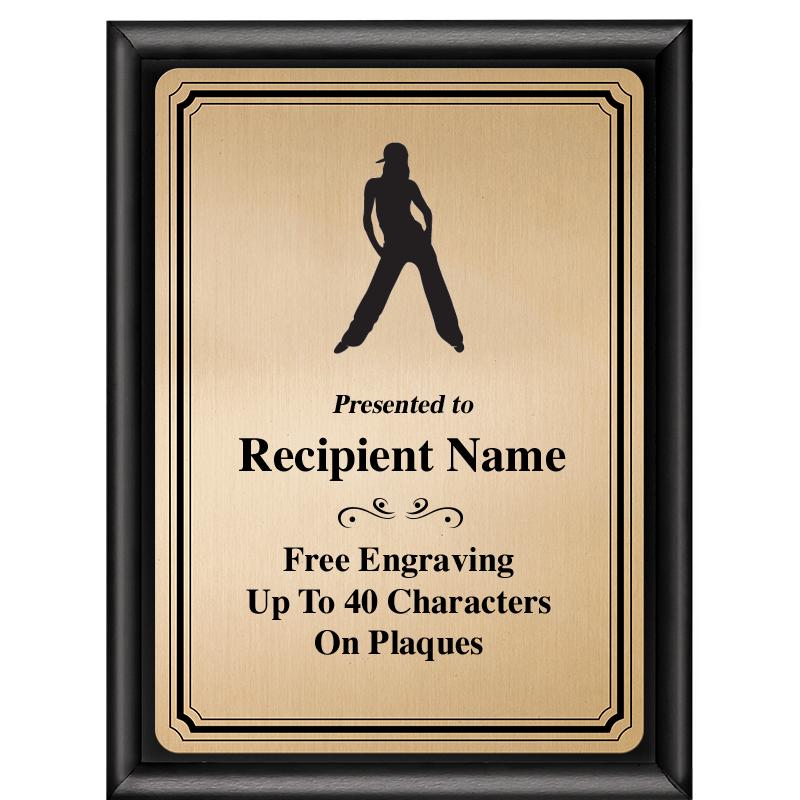 6X8 GOLD TRIO PLT BLK SHNY PLQ