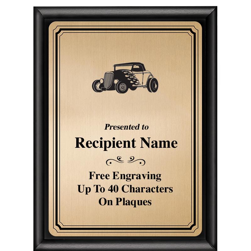 6X8 GOLD TRIO PLT BLK SHNY PLQ