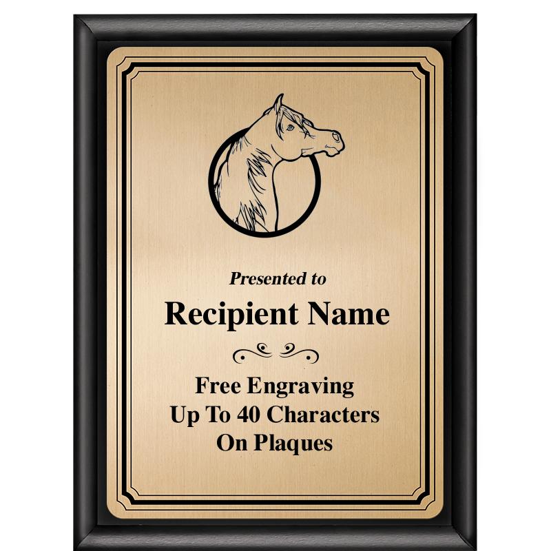 6X8 GOLD TRIO PLT BLK SHNY PLQ