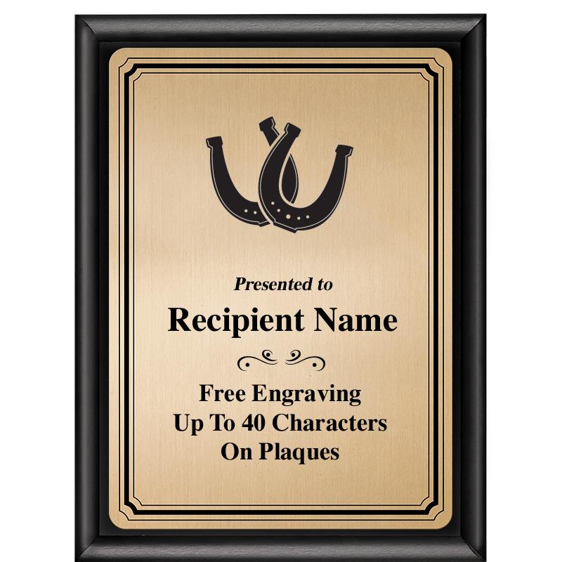 6X8 GOLD TRIO PLT BLK SHNY PLQ