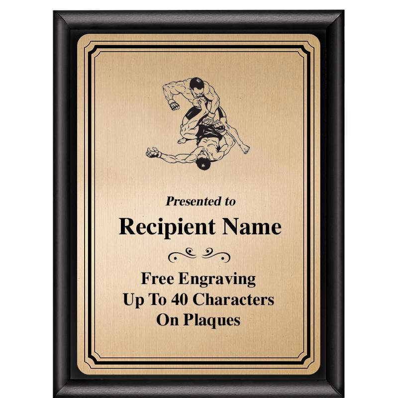 6X8 GOLD TRIO PLT BLK SHNY PLQ