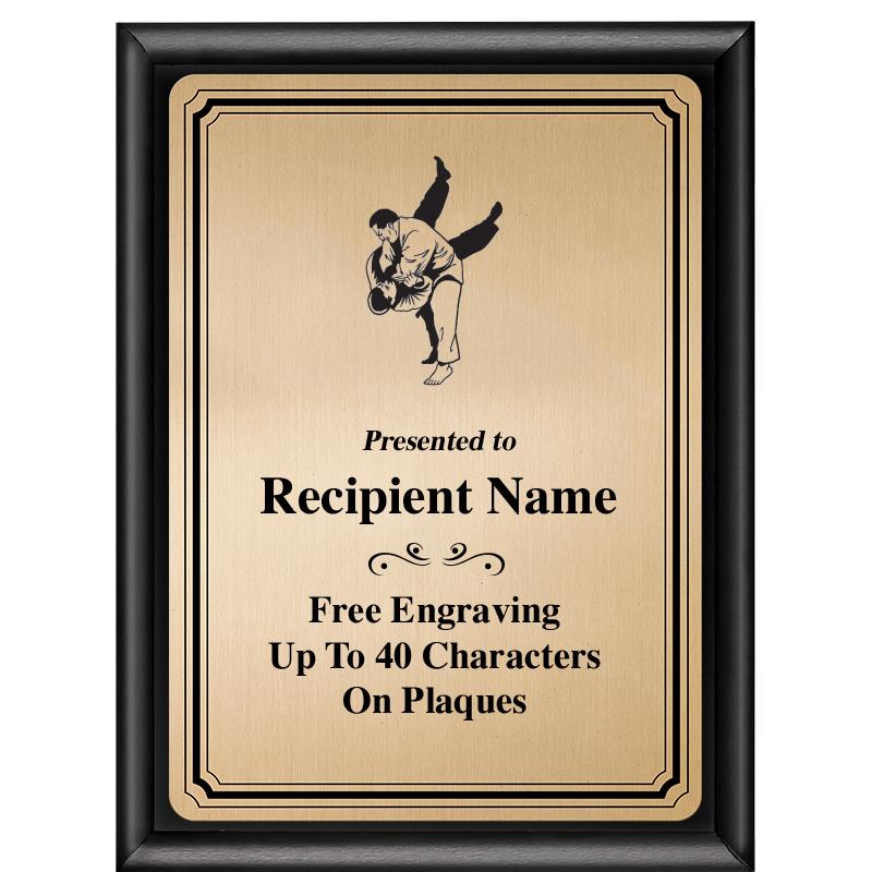 6X8 GOLD TRIO PLT BLK SHNY PLQ