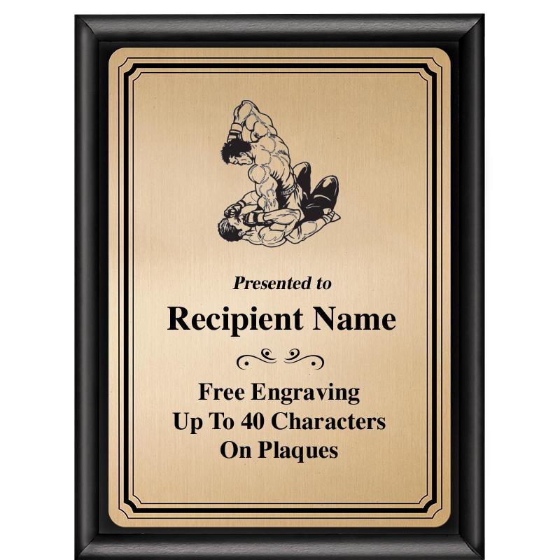 6X8 GOLD TRIO PLT BLK SHNY PLQ