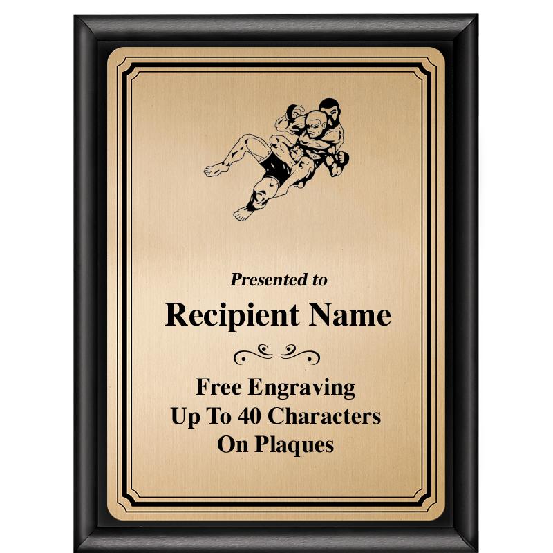 6X8 GOLD TRIO PLT BLK SHNY PLQ