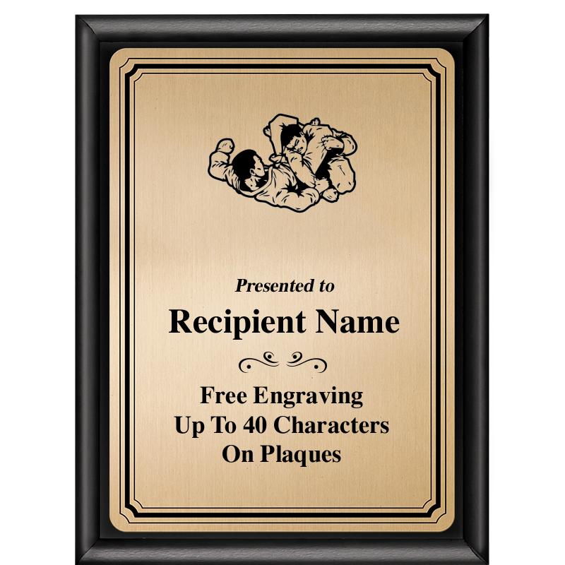 6X8 GOLD TRIO PLT BLK SHNY PLQ