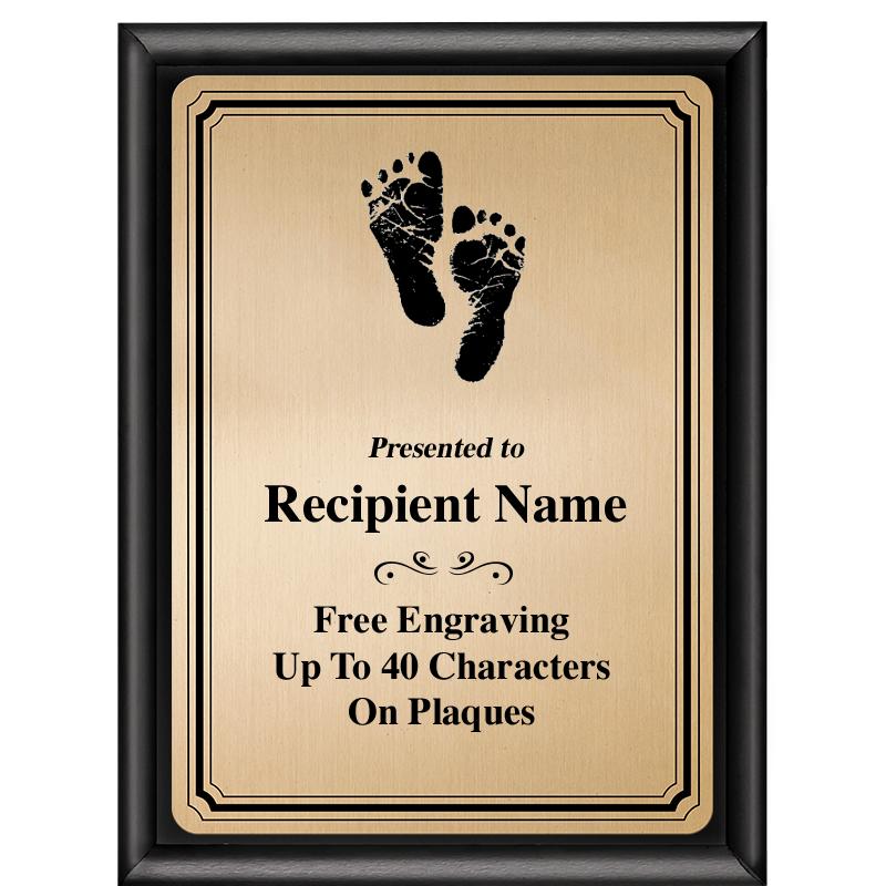 6X8 GOLD TRIO PLT BLK SHNY PLQ