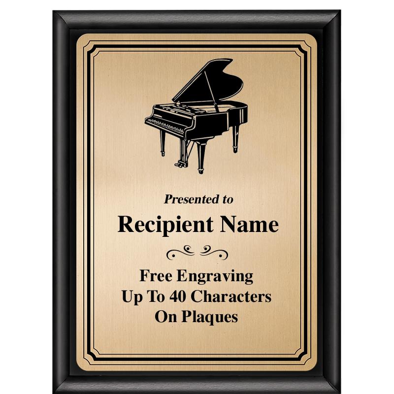 6X8 GOLD TRIO PLT BLK SHNY PLQ