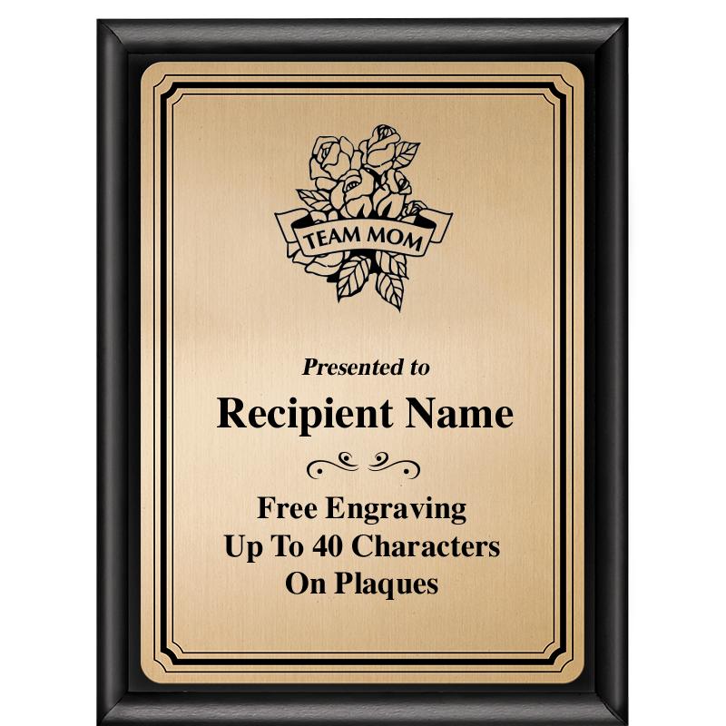 6X8 GOLD TRIO PLT BLK SHNY PLQ