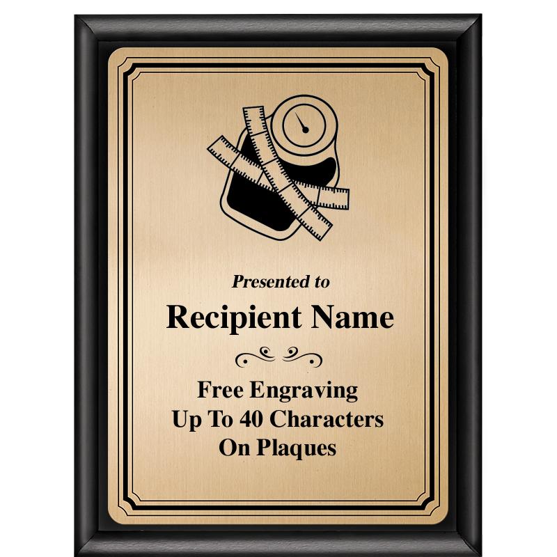 6X8 GOLD TRIO PLT BLK SHNY PLQ