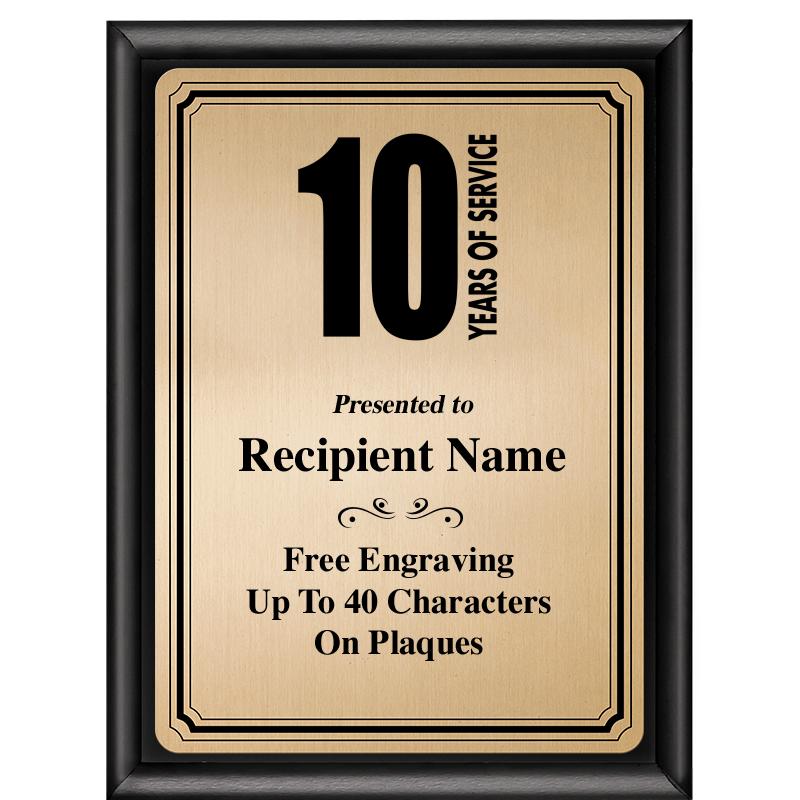 6X8 GOLD TRIO PLT BLK SHNY PLQ