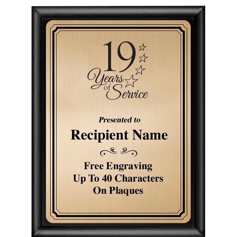 6X8 GOLD TRIO PLT BLK SHNY PLQ