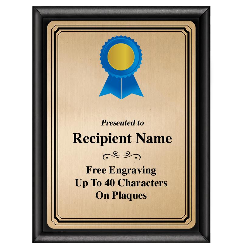 6X8 GOLD TRIO PLT BLK SHNY PLQ