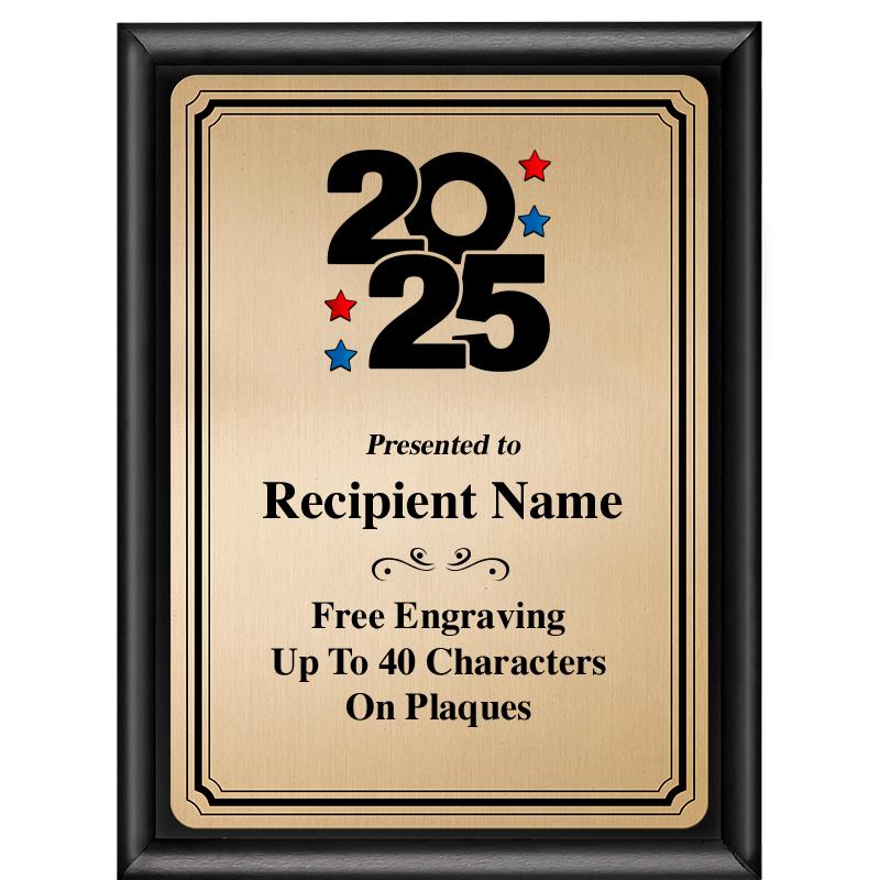 6X8 GOLD TRIO PLT BLK SHNY PLQ