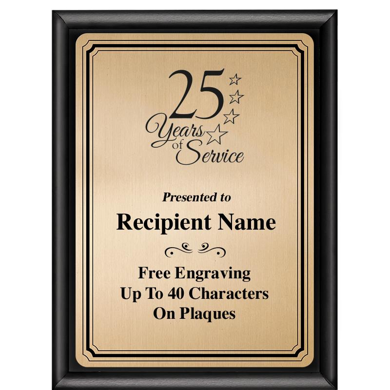 6X8 GOLD TRIO PLT BLK SHNY PLQ