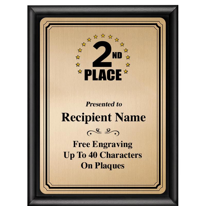 6X8 GOLD TRIO PLT BLK SHNY PLQ