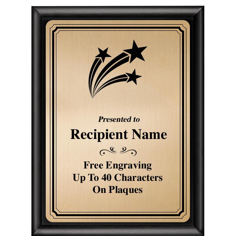 6X8 GOLD TRIO PLT BLK SHNY PLQ